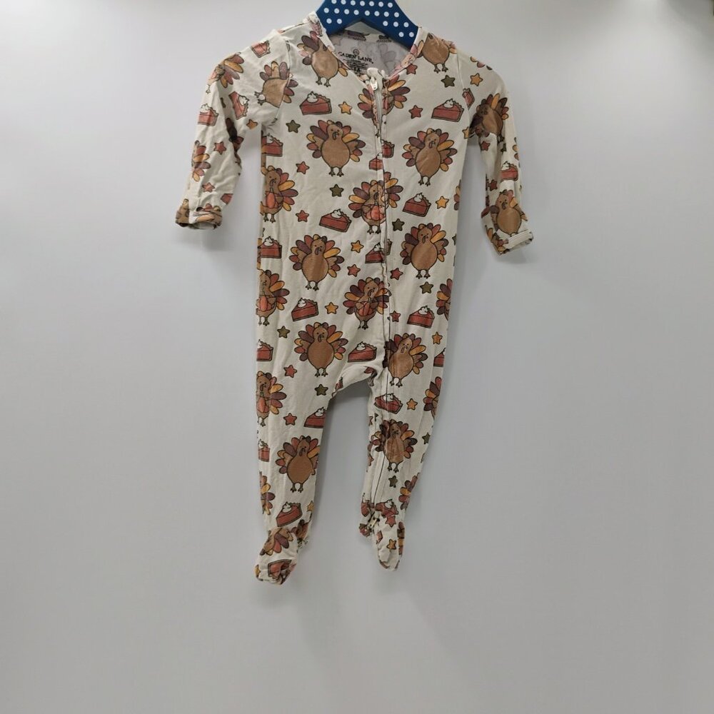 Caden Lane Turkey Pajamas - Cream and Brown